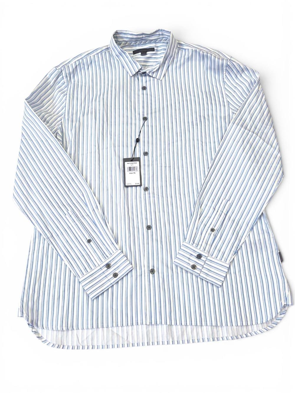 John Varvatos NWT Striped Button Down Shirt XL Blue White 100% Cotton